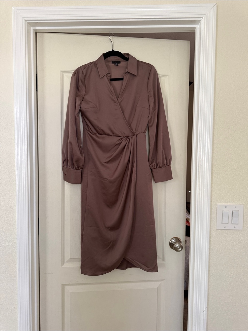 Halogen Mauve Wrap Shirtdress with Long Cuffs